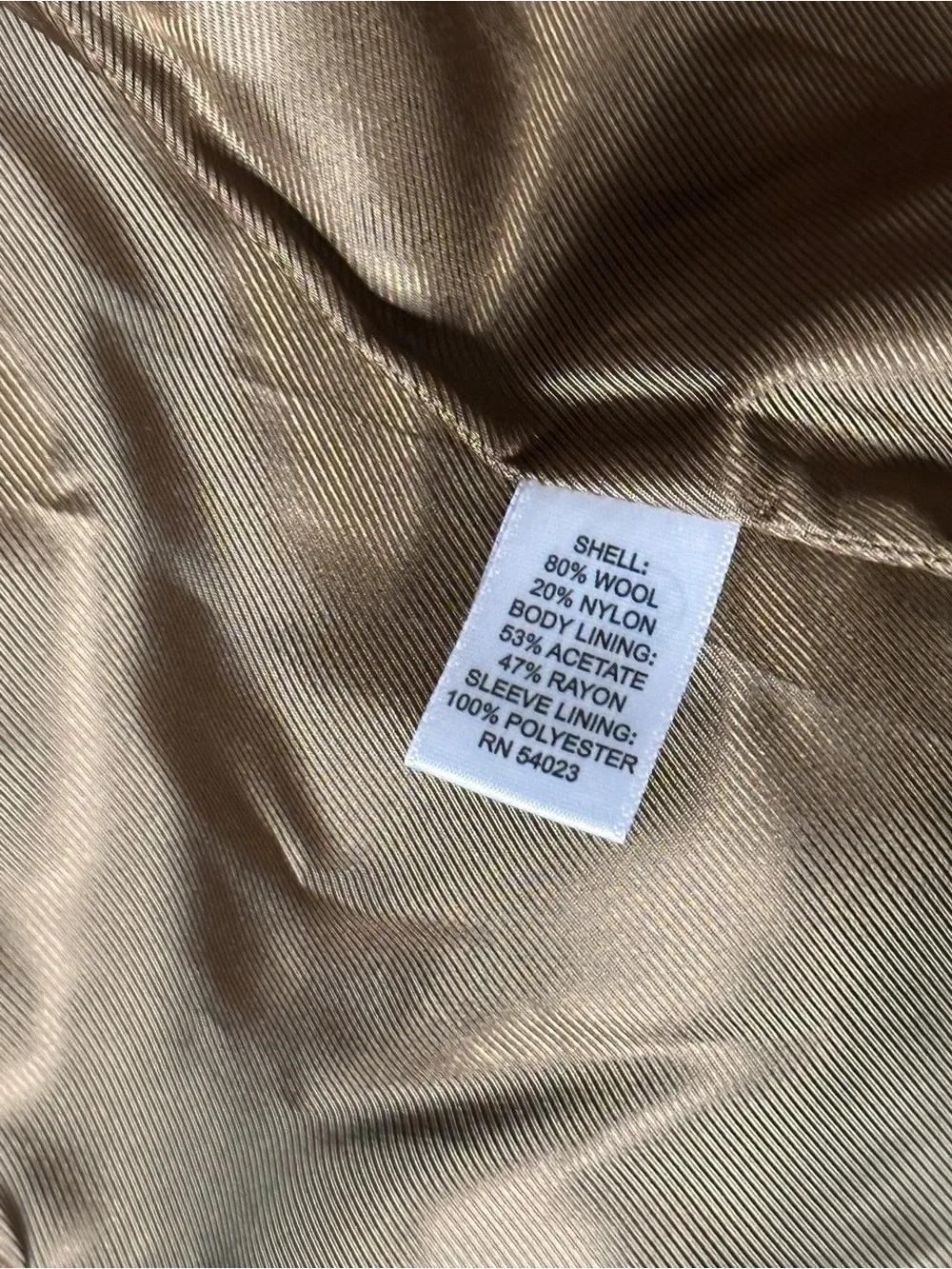 Banana Republic Camel Wool Belted Double Breasted Trench Coat Small